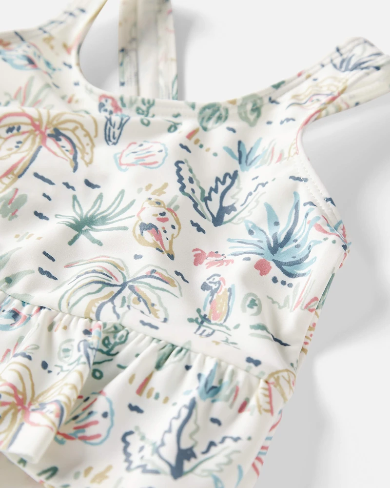 Baby Girl Recycled Swimsuit Tropical Paradise Print