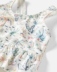 Baby Girl Recycled Swimsuit Tropical Paradise Print