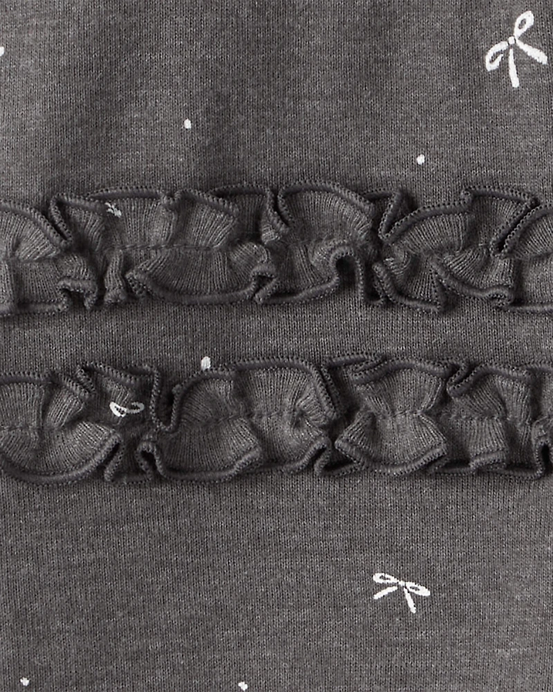 Baby Girl Bow Print Bodysuit & Pant Set - Grey