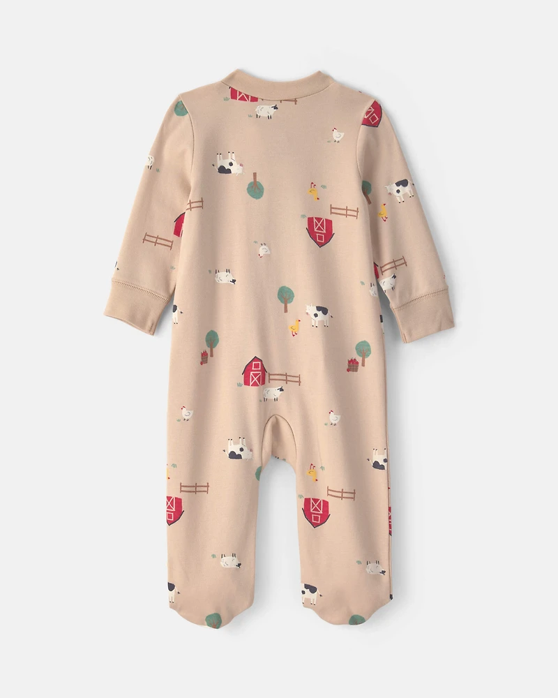 Baby Farm 100% Cotton 2-Way Zip Sleeper - Beige