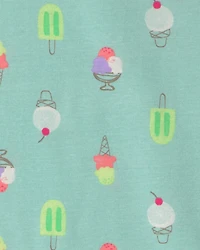 Girls Sweet Squad' Popsicle 100% Cotton 4-Piece Pyjama Set - Blue/Green