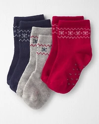 Toddler 3-Pack No-Slip Ankle Socks Made with Organic Cotton
