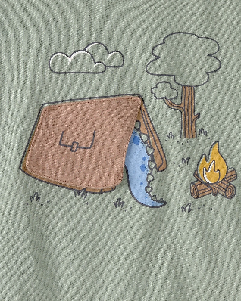 Toddler Boy Camping Dinosaur Graphic Tee - Green