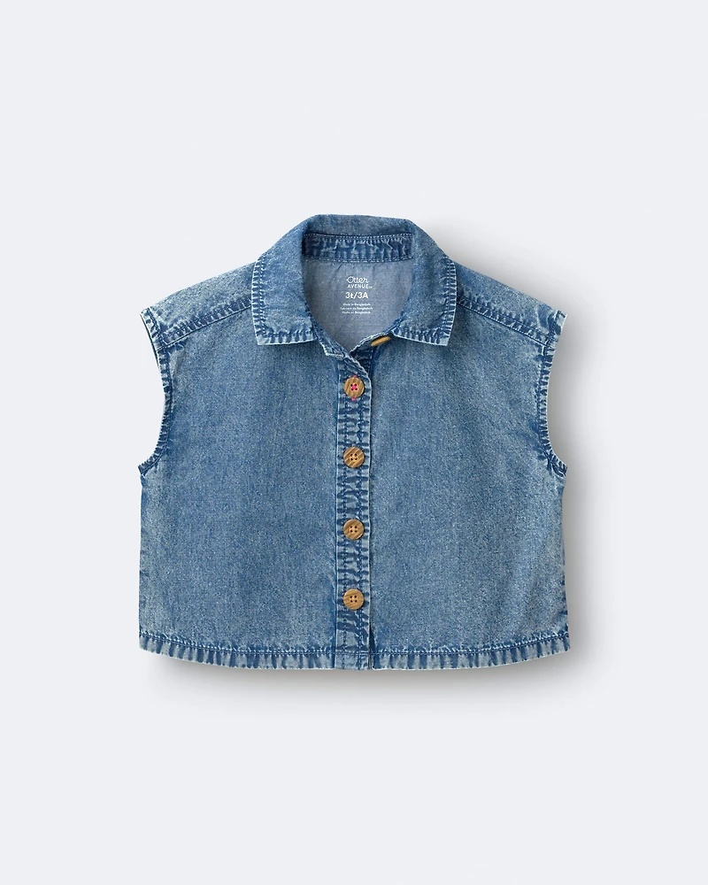 Toddler Girl Sleeveless Button-Down Top Chambray