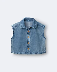 Toddler Girl Sleeveless Button-Down Top Chambray
