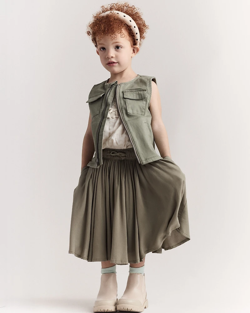 Toddler Girl Avenue Twirl™ Midi Skirt - Olive