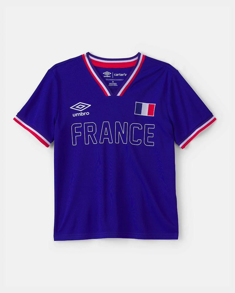 Kids 2-Piece Umbro France Soccer Jersey & Short Set - Blue/Red/White