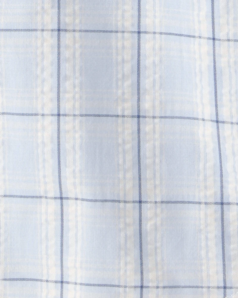 Toddler Boy Plaid Button-Down Shirt - Blue