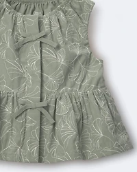 Toddler Girl Embroidered Peplum Top Floral Print - Green