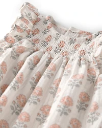 Baby Girl Organic Cotton Gauze Jumpsuit Floral Print