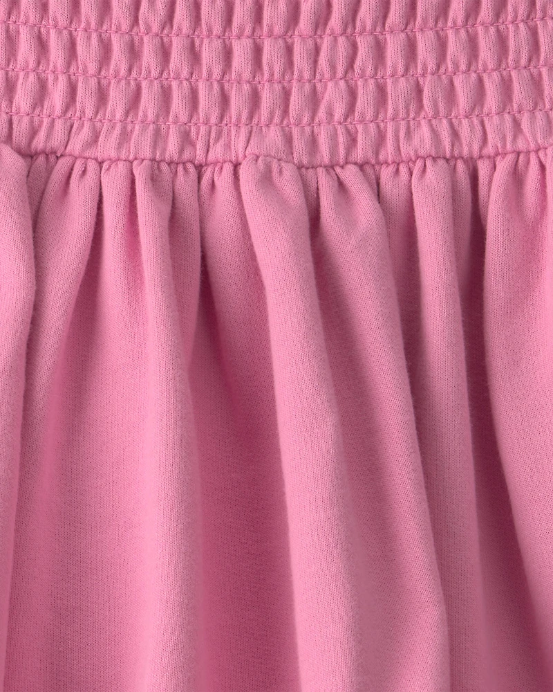 Girls French Terry Smocked Skort - Pink