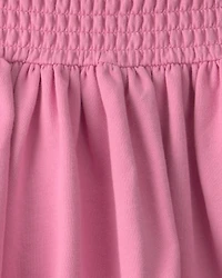 Girls French Terry Smocked Skort - Pink