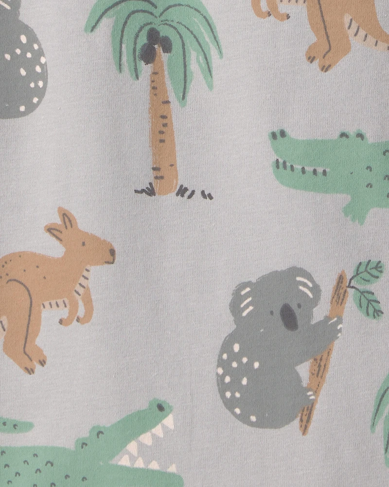 Baby 2-Pack Organic Cotton Rompers Aussie Friends Print