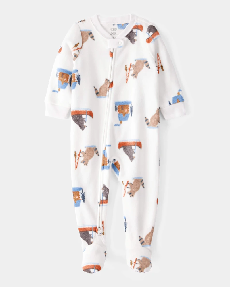 Toddler 1-Piece Woodland Creatures Fleece Footie Pyjamas