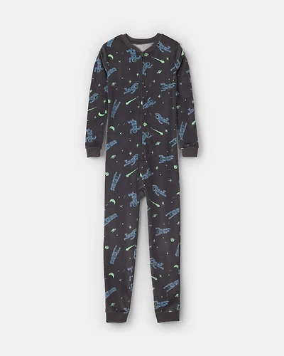 Boys Star Space Dreamplush Snug Fit 1-Piece Pyjama - Black