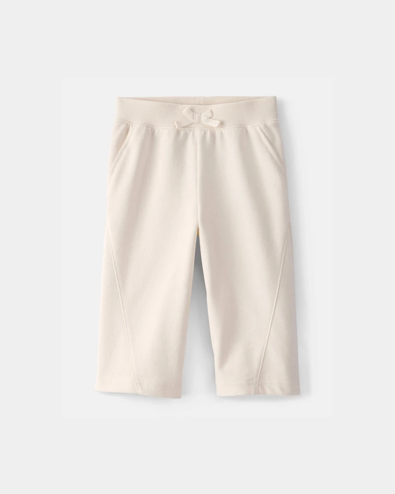 Baby Girl French Terry Wide-Leg Active Pants - Ivory