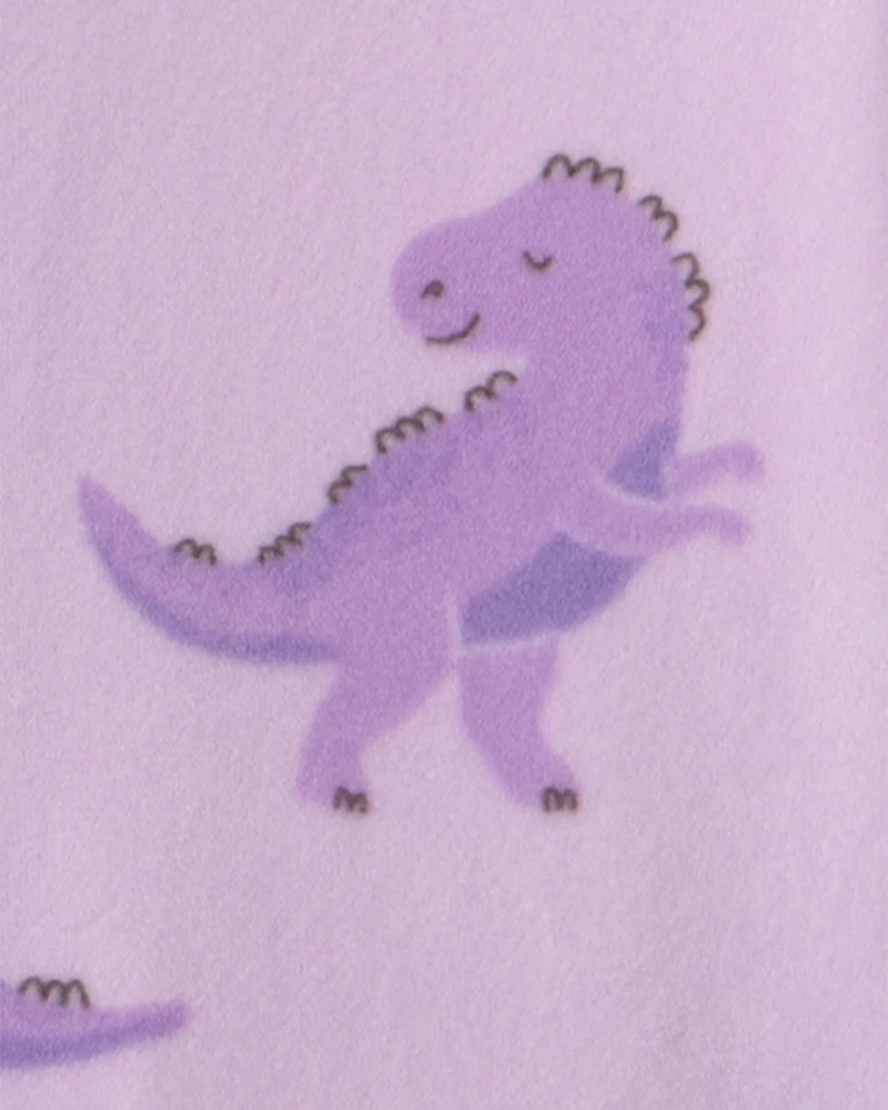 Baby Girl 1-Piece Dino 2-Way Zip DreamPlush Snug Fit Footed Pyjama - Purple