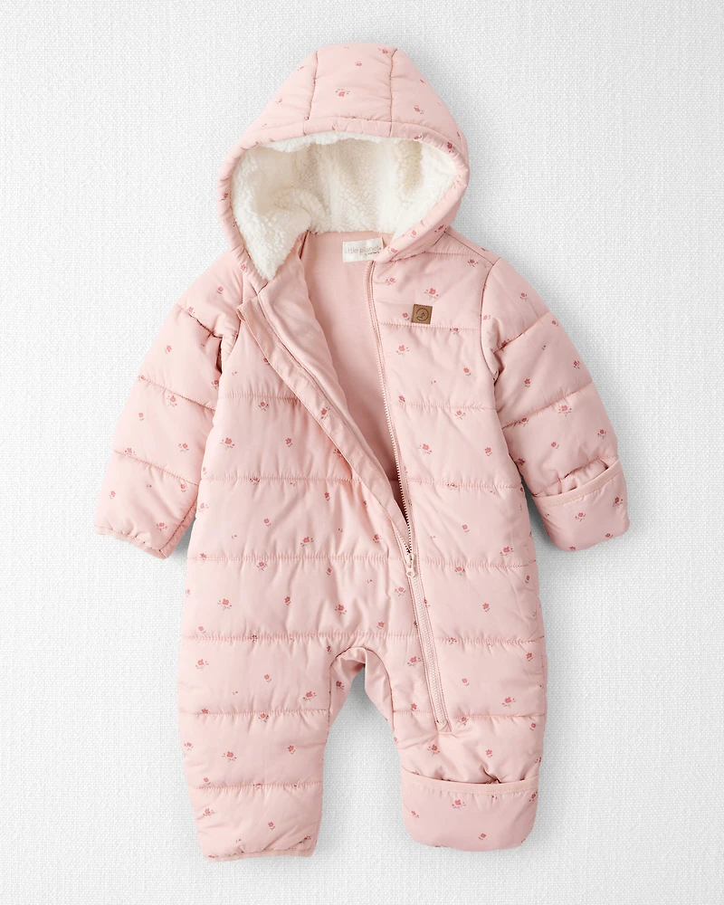 Baby Girl 1-Piece Snowsuit Made with Recycle Materials Blush Petals Print