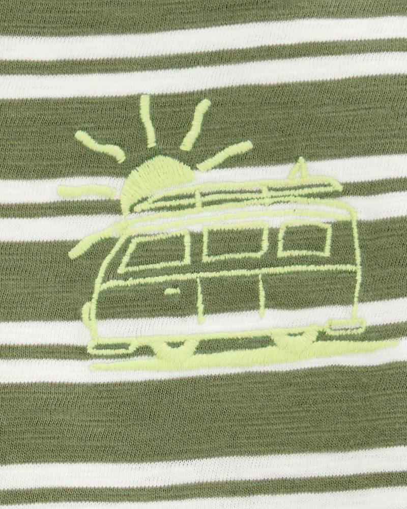 Baby Sun Striped Cotton Short-Sleeve Tee - Green