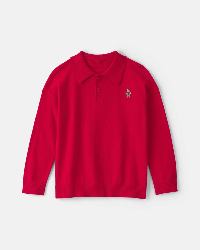 Toddler Boy Polo Sweater - Red