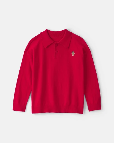 Toddler Boy Polo Sweater - Red