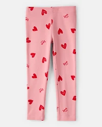 Toddler Girl Heart Pull-On Stretch Leggings - Pink