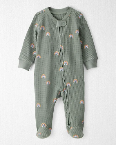 Baby Waffle Knit Sleep & Play Pyjamas Magical Rainbow Print Made with Organic Cotton