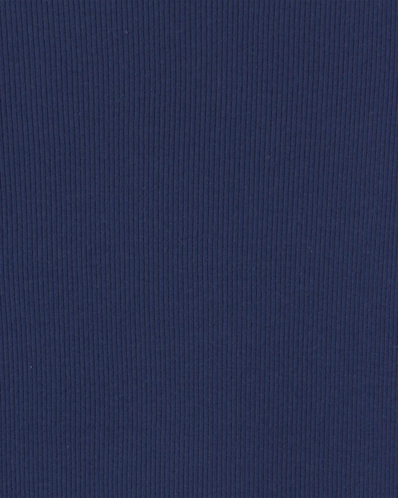 Girls Long-Sleeve Ribbed Top - Navy Blue