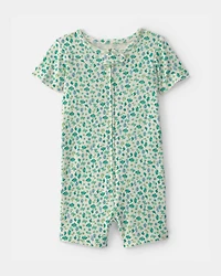 Baby Girl Floral 100% Cotton 1-Piece Romper Pyjama - Green