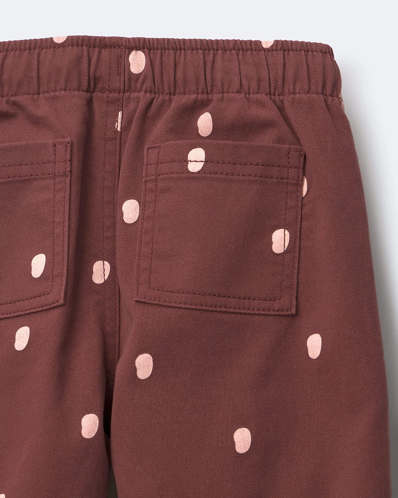 Toddler Girl Pleated Pants Polka Dots - Burgundy