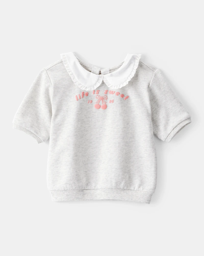 Toddler Girl Life Is Sweet French Terry Short-Sleeve Top - Grey