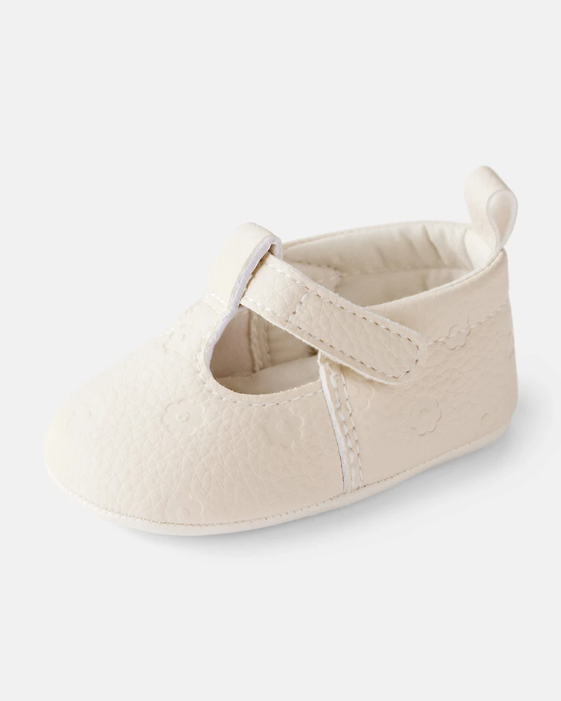 Baby Girl Flower Mary Jane Shoes - Cream