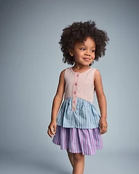 Toddler Girl Tiered Drop-Waist Dress Stripes