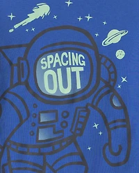 Boys 4-Piece Astronaut 100% Cotton Snug Fit Pyjama Set - Blue