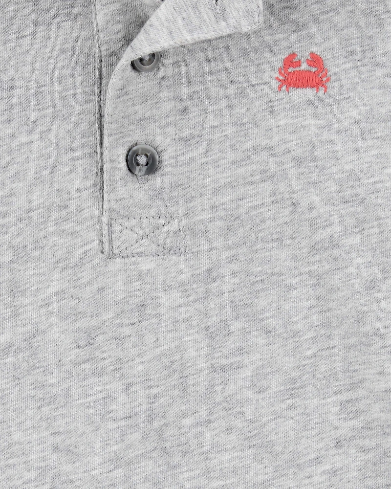 Baby Boy Polo Romper-Grey