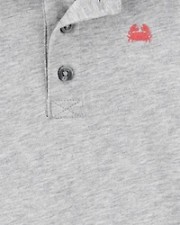 Baby Boy Polo Romper-Grey