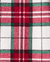 Toddler Plaid Print Fleece Long-Sleeve Loose Fit 1-Piece Pyjamas