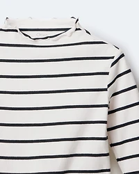 Toddler Girl Striped Mock Neck Long-Sleeve Top - Black/White