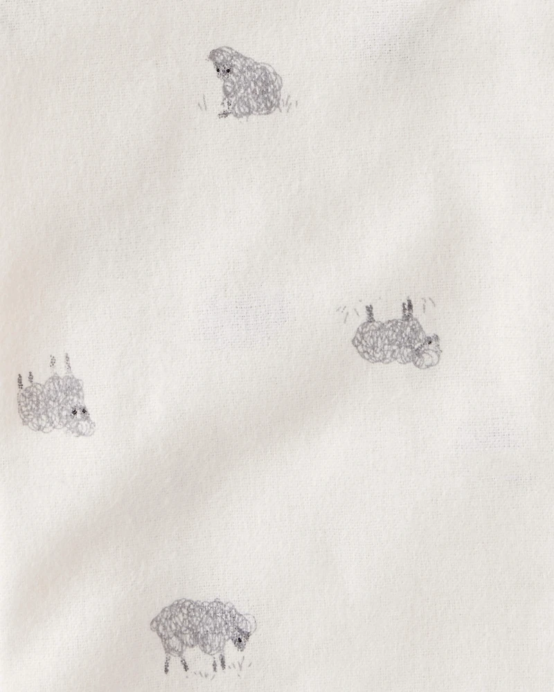 Baby 4-Pack Sheep Print Receiving Blankets - White/Grey
