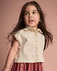 Toddler Girl Sleeveless Button-Down Top Dot Print