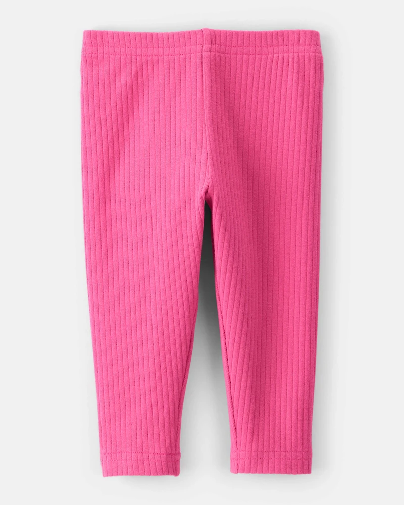 Baby Girl Cotton Solid Stretch Leggings - Pink