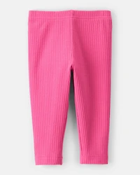 Baby Girl Cotton Solid Stretch Leggings - Pink
