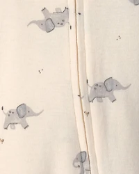 Baby 2-Pack Elephant Striped 100% Cotton 2-Way Zip Sleepers - Grey