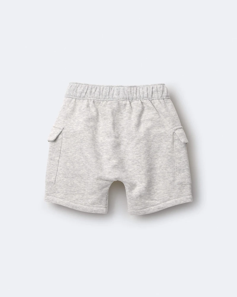 Toddler Boy French Terry Cargo Shorts - Heather Grey