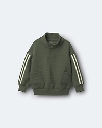Toddler Boy Quarter-Zip Sweatshirt with Pockets - Olive