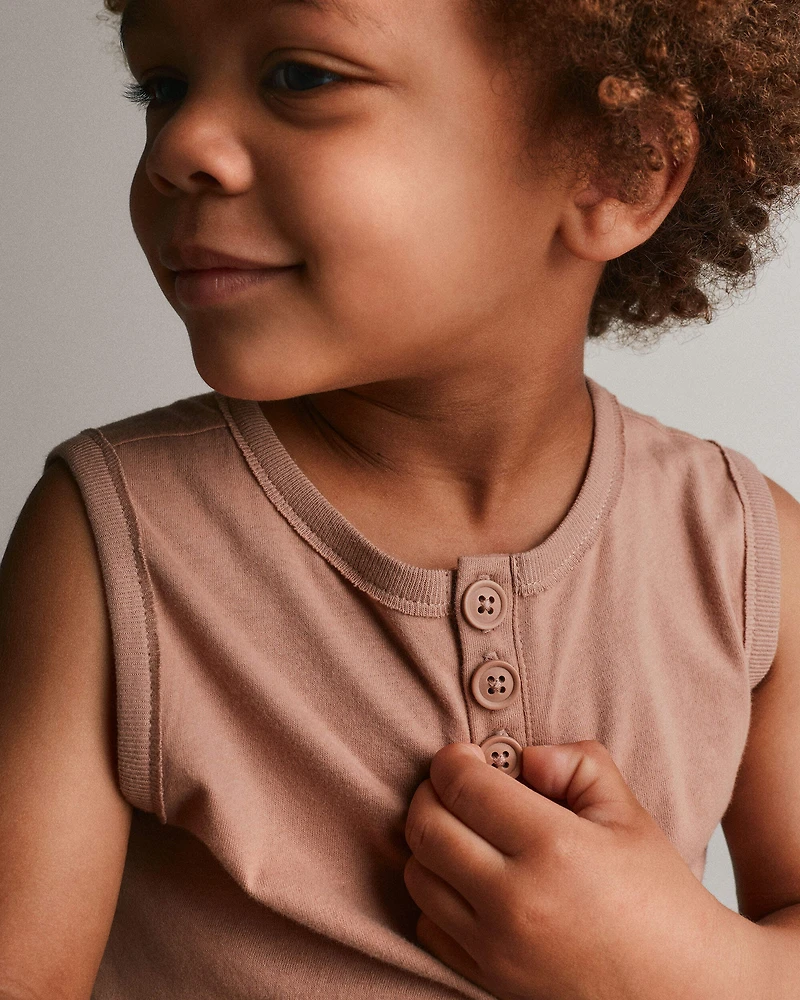 Toddler Boy Henley Tank - Tan