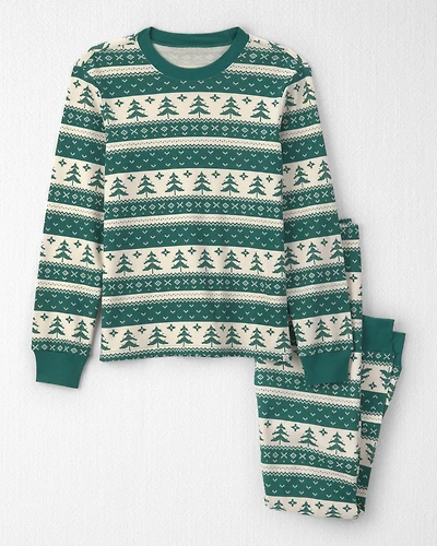 Adult 2-Piece Fair Isle Waffle Knit Pyjamas Made with Organic Cotton