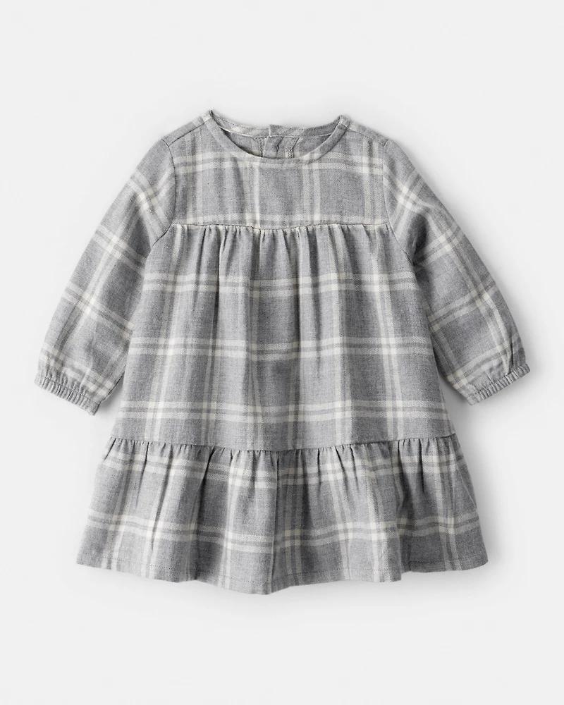 Baby Girl 2-Piece Plaid Sherpa Vest & Dress Set