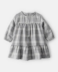 Baby Girl 2-Piece Plaid Sherpa Vest & Dress Set