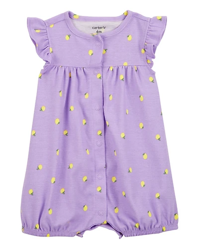 Baby Girl Lemon Short-Sleeve Romper - Purple